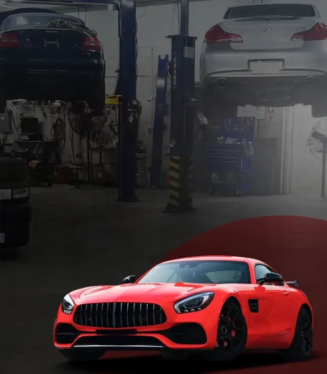 Red Car in front of Garage | JRS Auto Repair
