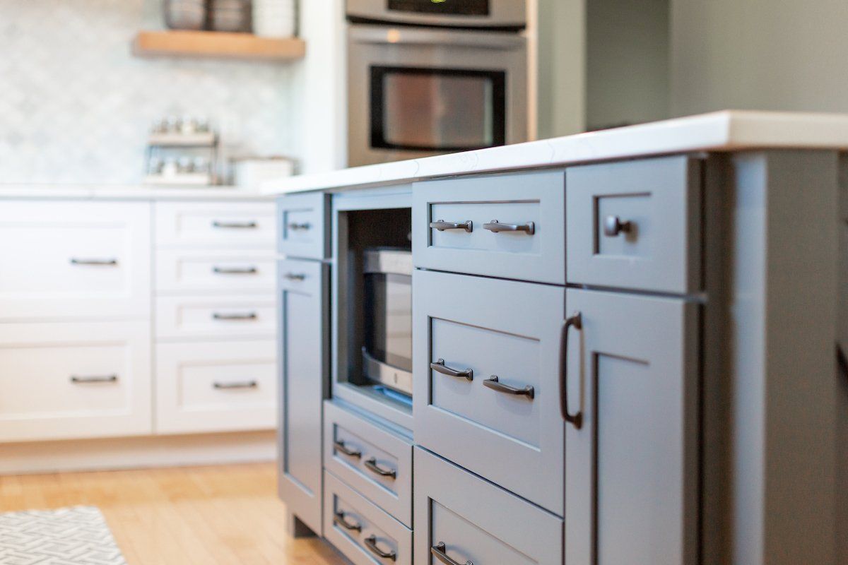 Waypoint Painted Linen Cabinets, Waypoint Painted Boulder Island Cabinet