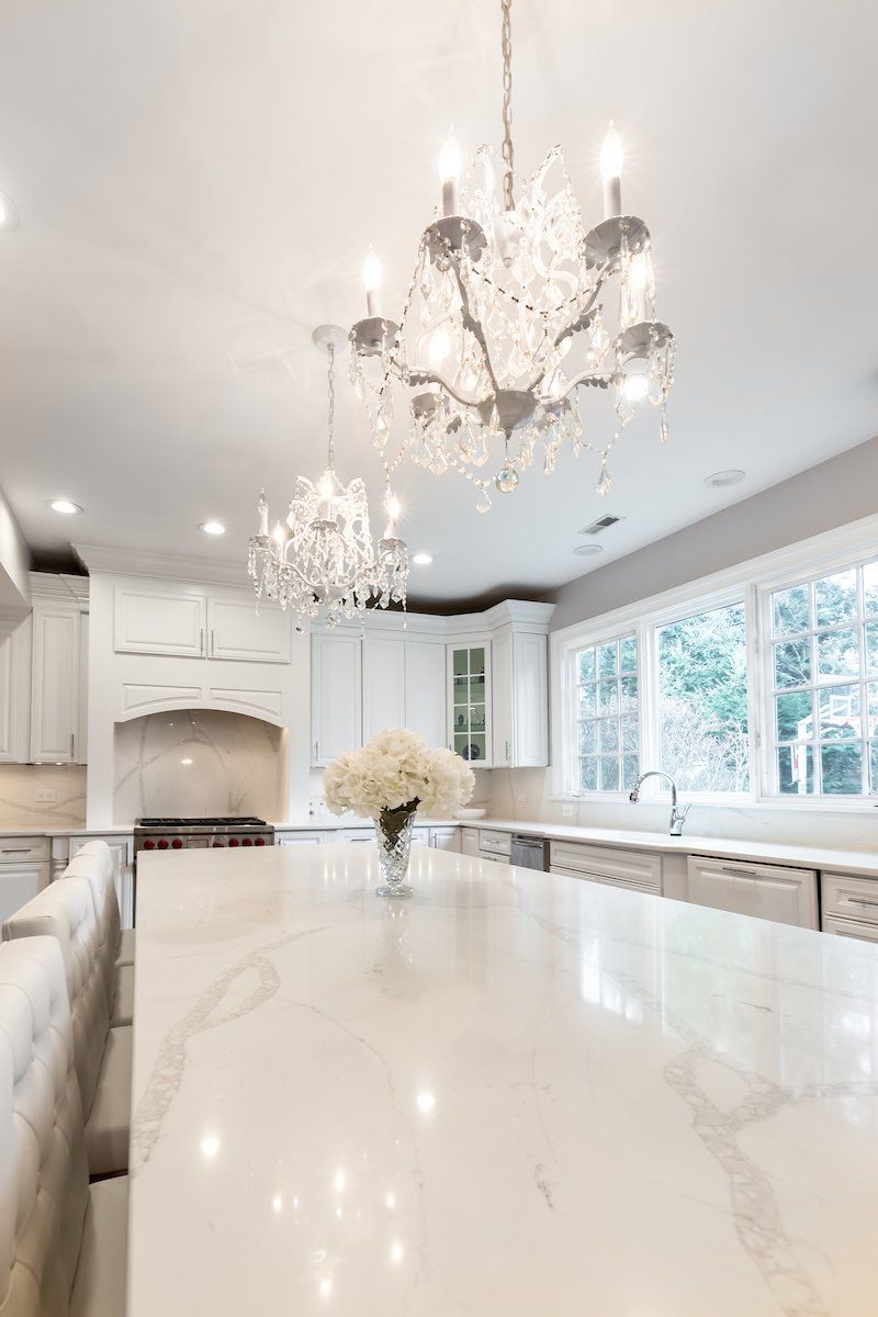 Calacatta Verona Q Quartz Island, Perimeter Tops and Highback