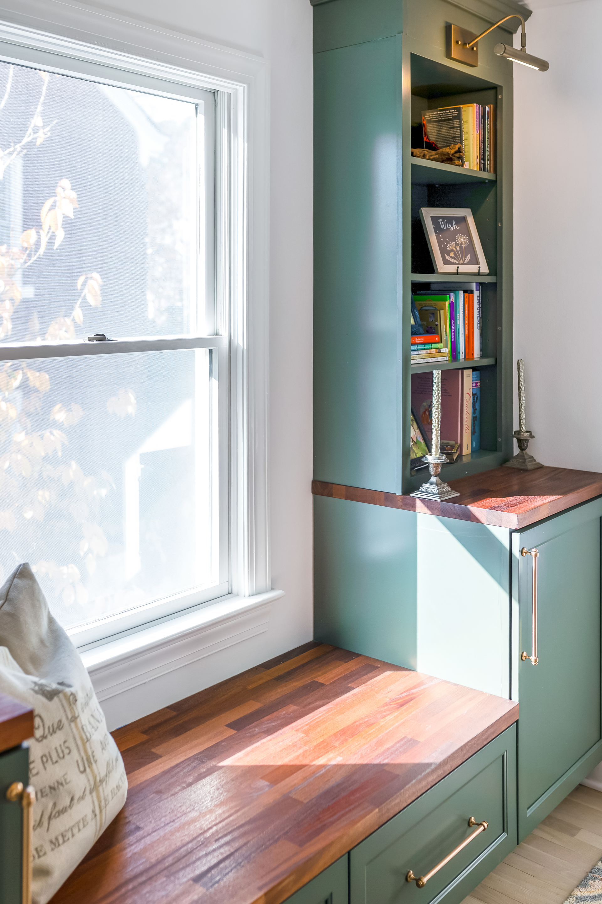 Waypoint Painted Sage Cabinets