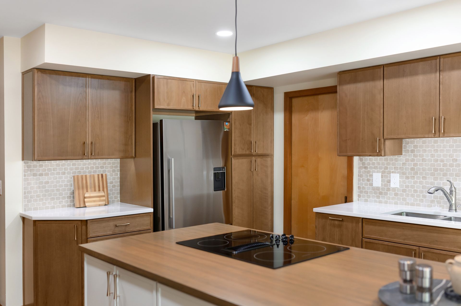 Custom Butcher Block Countertop with Cherry Amber Stain