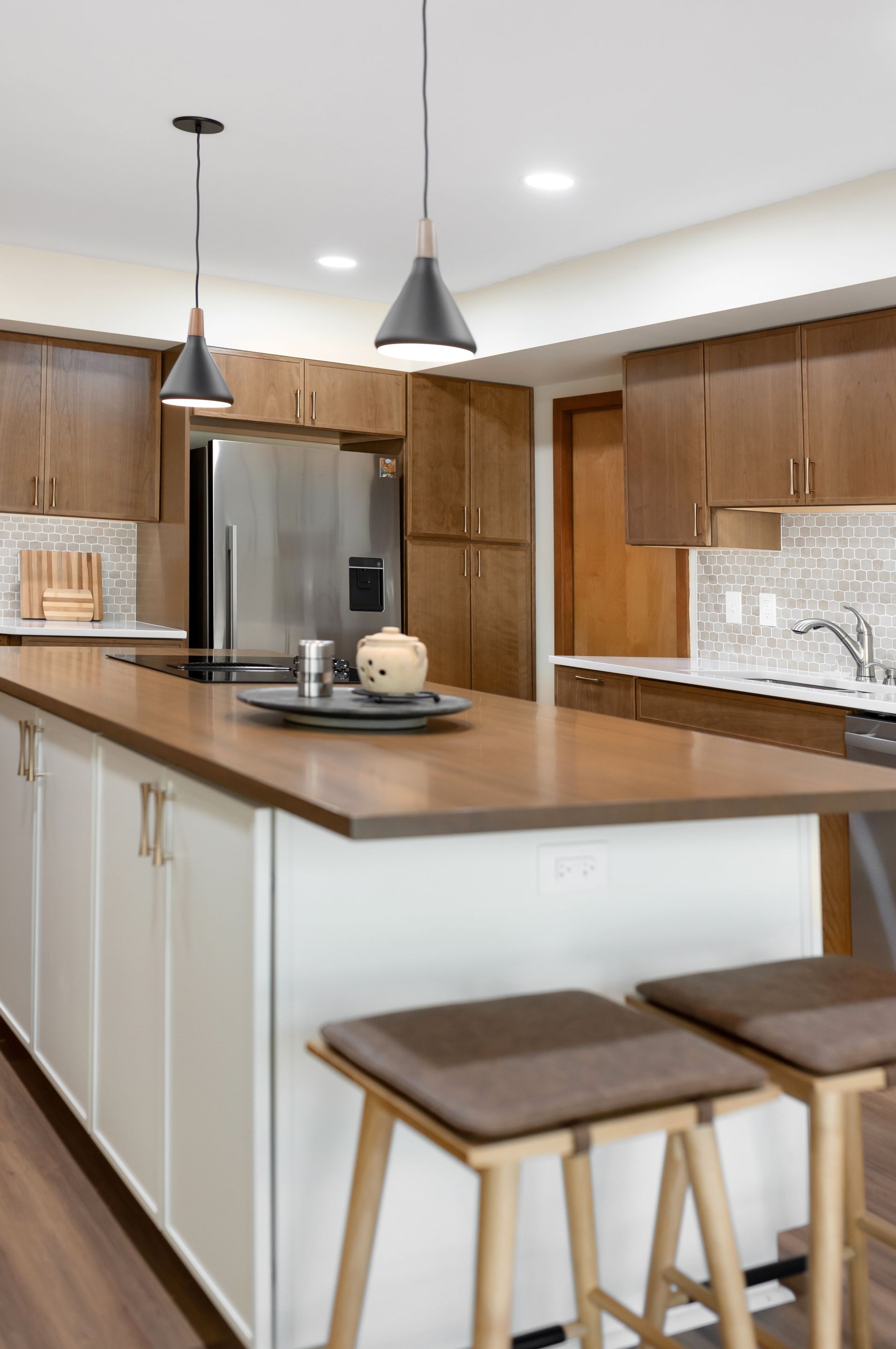 Custom Butcher Block Countertop with Cherry Amber Stain