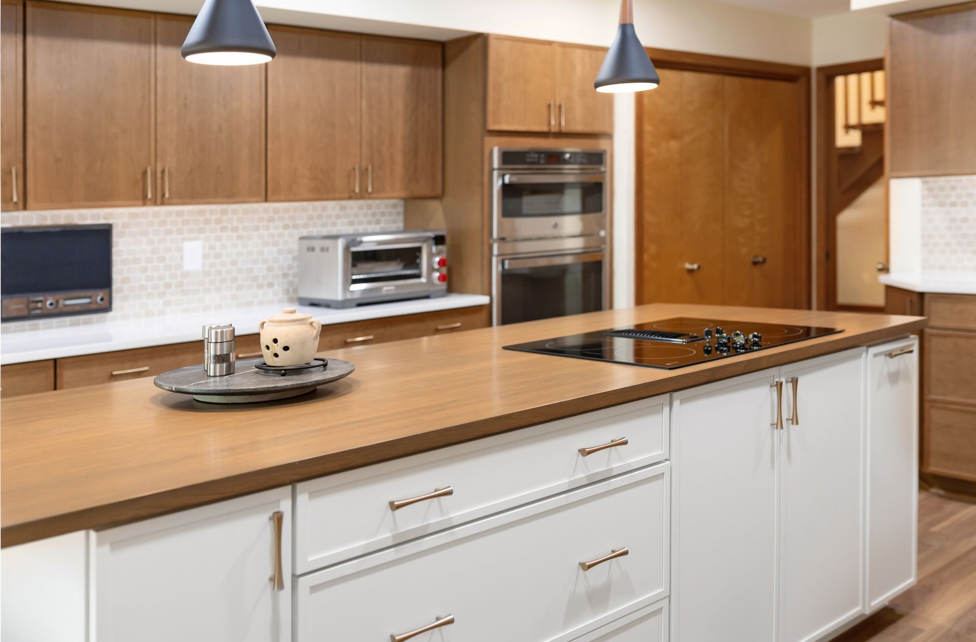 Custom Butcher Block Countertop with Cherry Amber Stain