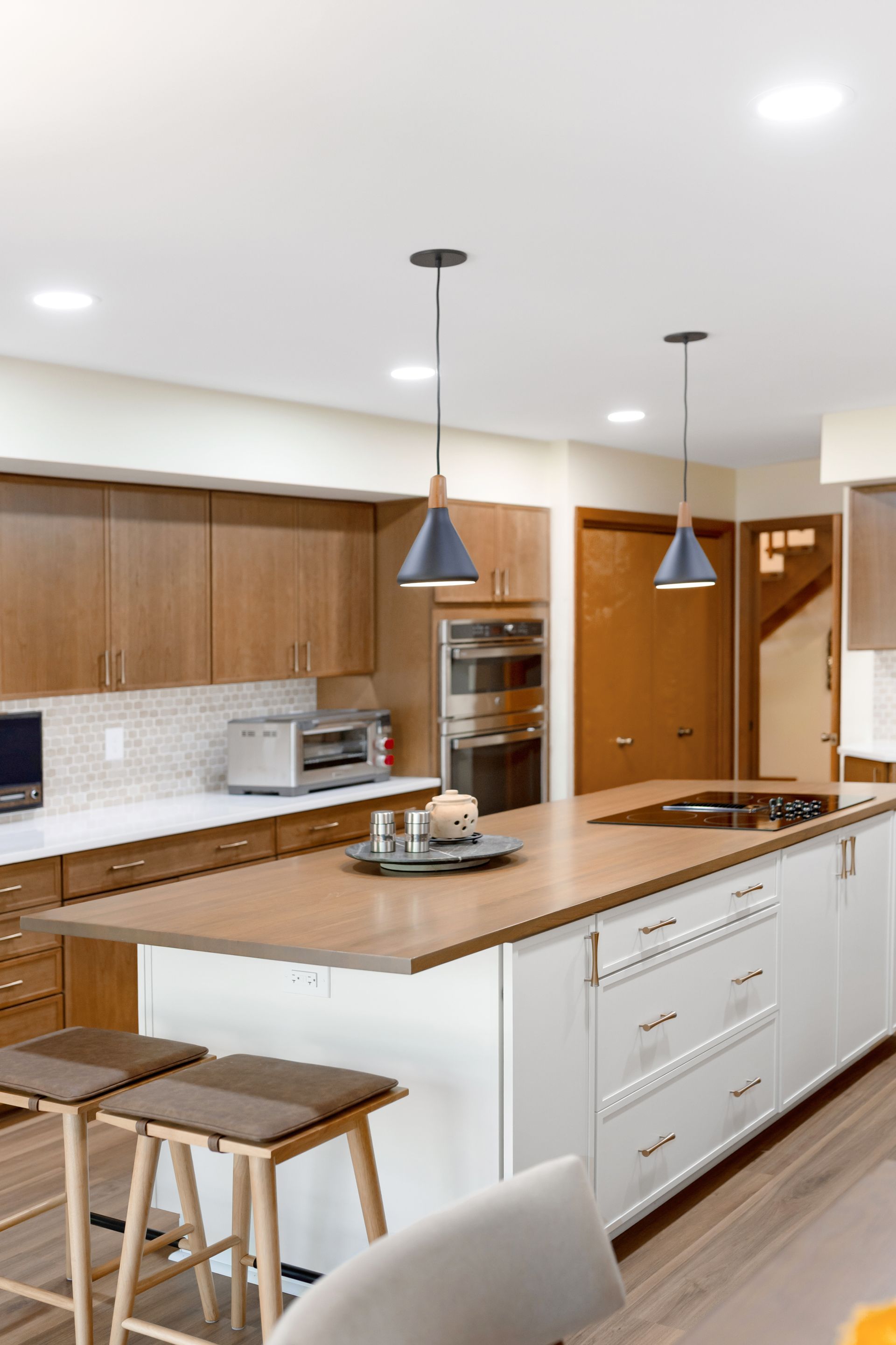 Custom Butcher Block Countertop with Cherry Amber Stain