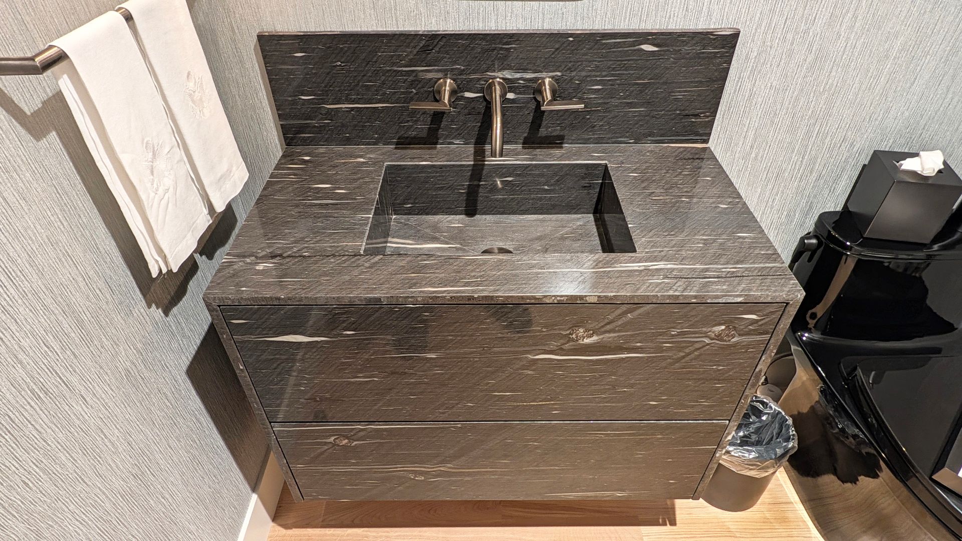 Cygnus Black Granite Vanity Top and Drawer Fronts