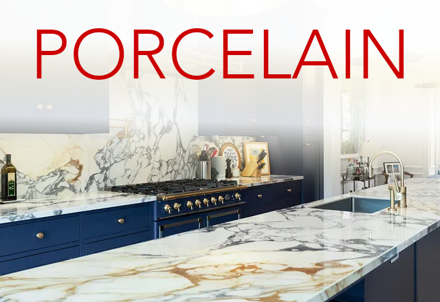 A kitchen with a stove , sink , and porcelain counter tops.