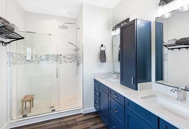 Waypoint Painted Navy Cabinets,