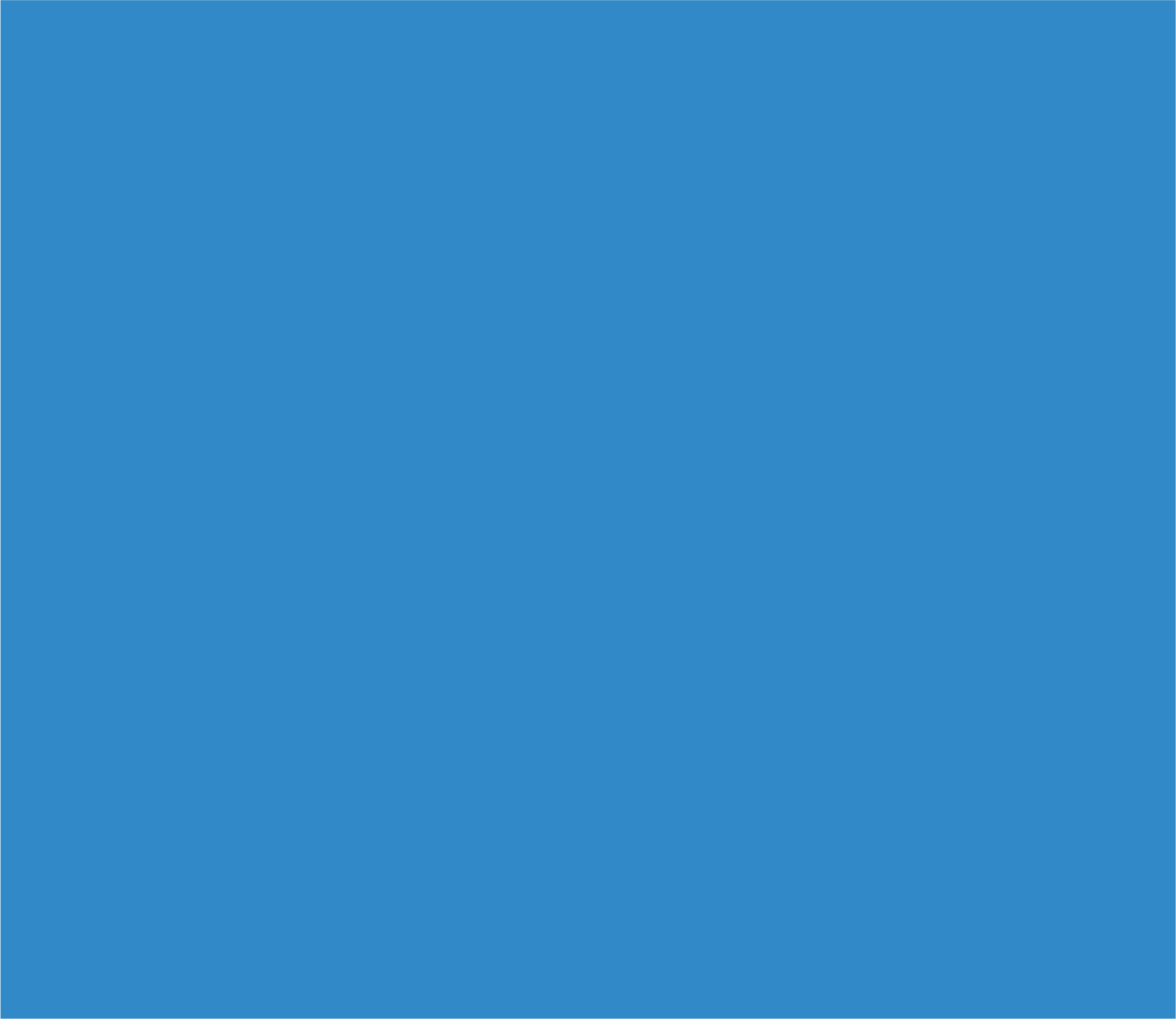 Solid blue background.