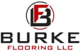 Burke Flooring LLC logo in black and red with stylized B emblem