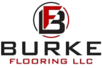 Burke Flooring LLC logo in black and red with stylized B emblem