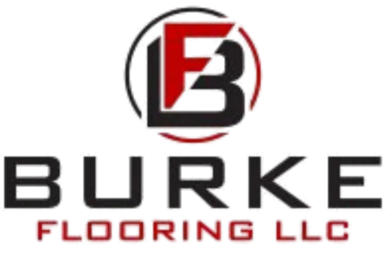 Burke Flooring LLC logo in black and red with stylized B emblem