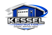 Kessel Construction logo with blue-and-white building graphic and Chinook, Montana text
