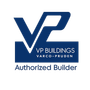 VP Buildings Varco-Pruden Authorized Builder logo in blue and white
