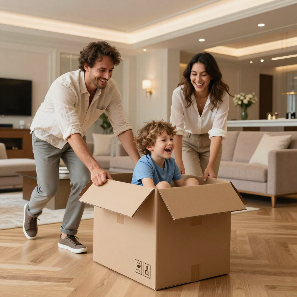 family exciting about moving house with support from broker