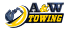 The logo for a & w towing is yellow and blue