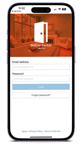 iPhone displaying Online Portal
