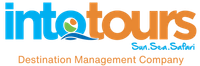 Into Tours logo in blue and orange with the slogan “Sun.Sea.Safari”