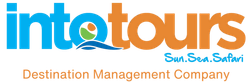 Into Tours logo in blue and orange with the slogan “Sun.Sea.Safari”