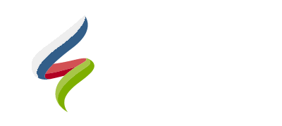 A blue , red , and green swirl on a white background.