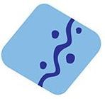 A blue square with a river and circles on it.