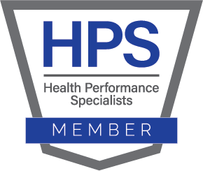 Hps health performance specialists member logo on a white background