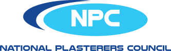 A blue and white logo for the national plasterers council