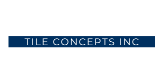 The logo for tile concepts inc is blue and white.