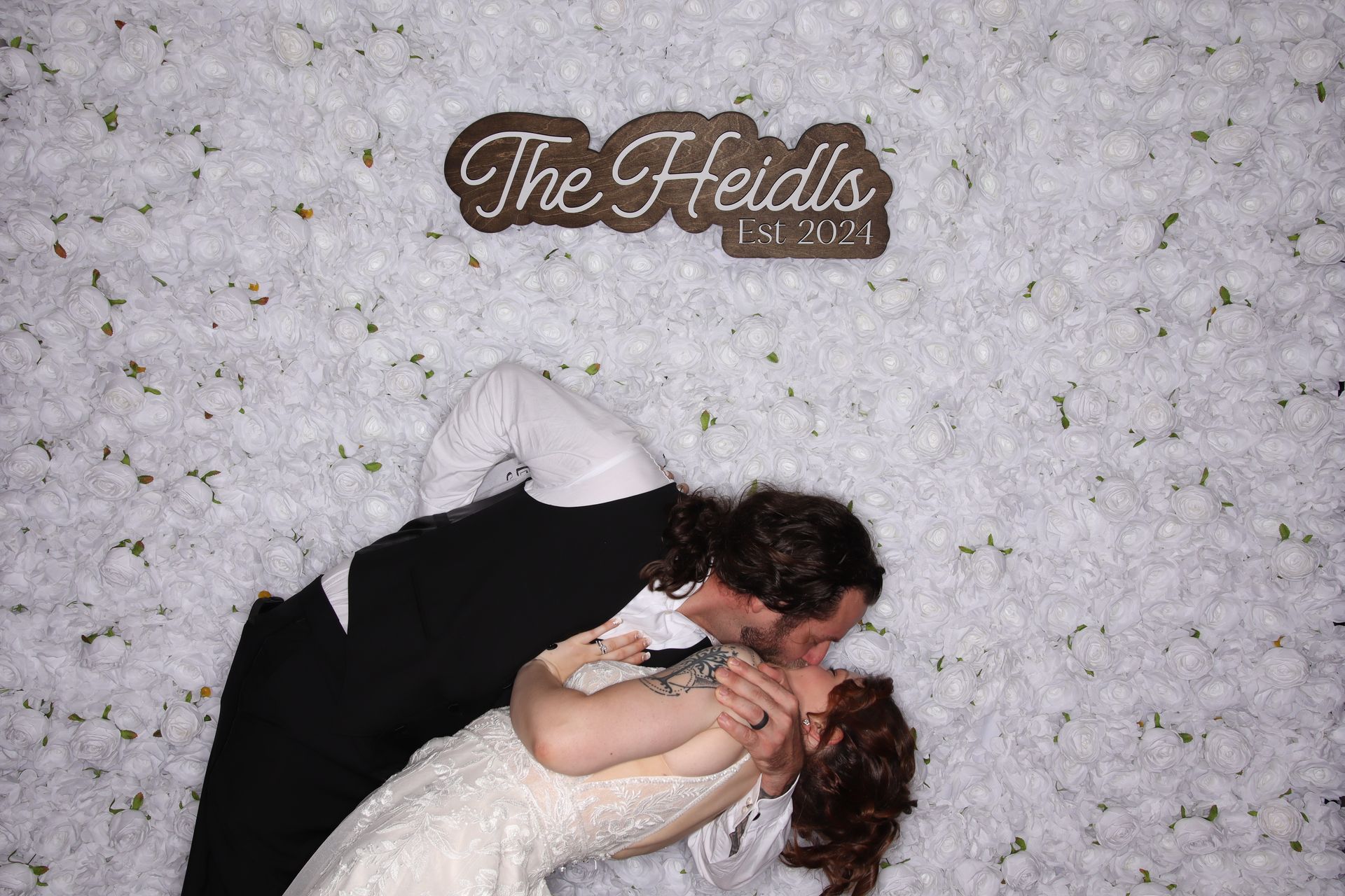 Bride and groom taking a photo with a Chattanooga photo booth rental