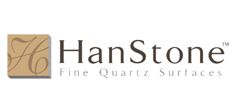 The hanstone fine quartz surfaces logo is on a white background.