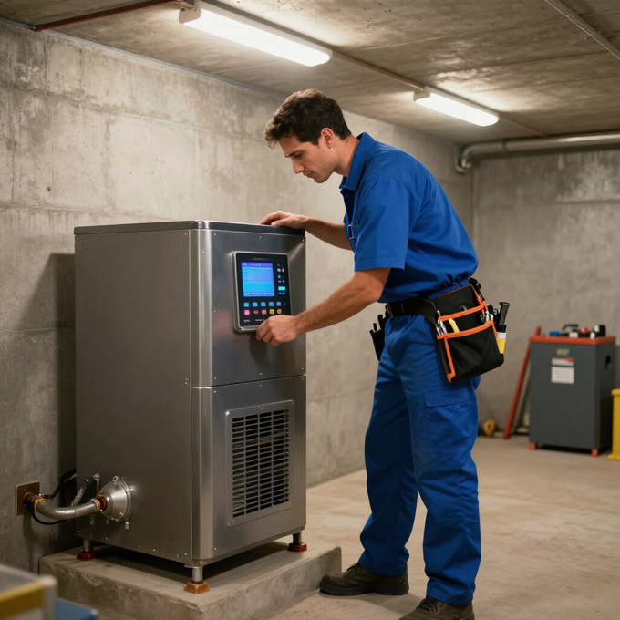 Man working on HVAC equipment