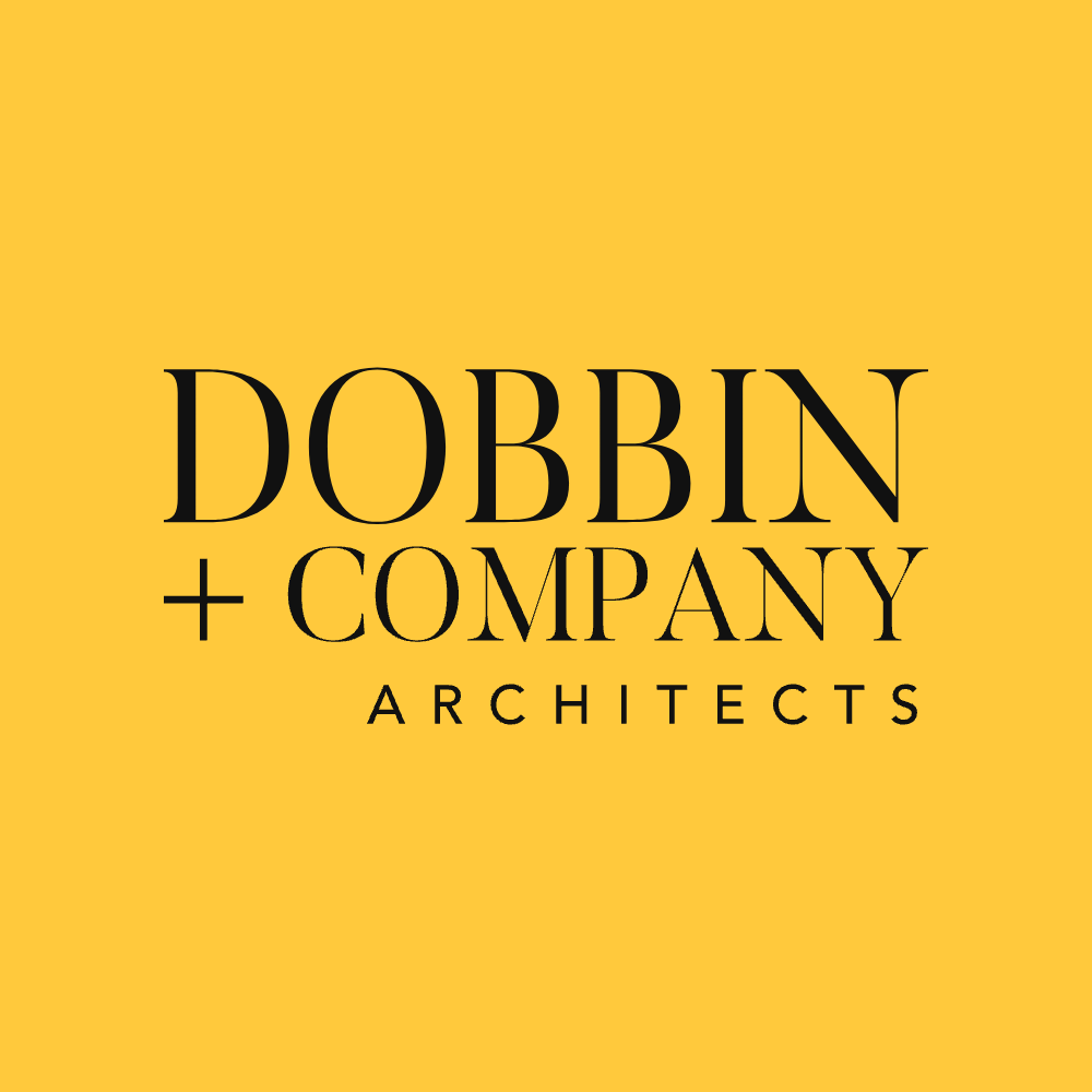 Dobbin + Company Architects logo: black text on a yellow background.