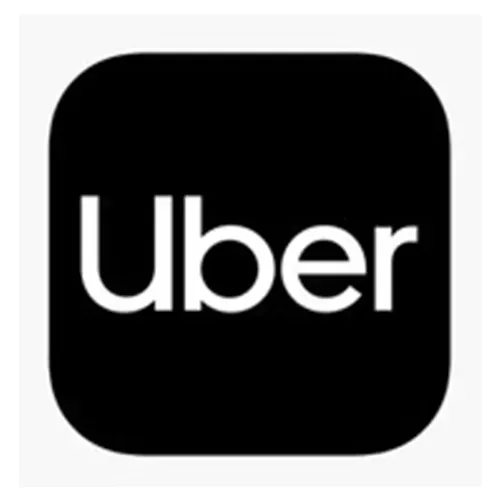 Uber logo in white on a black rounded square icon.