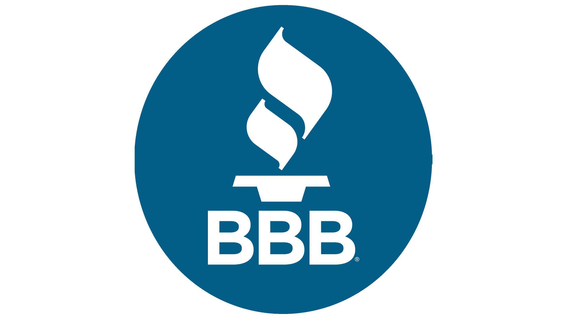 Blue circular BBB logo with a white torch flame above the letters “BBB”