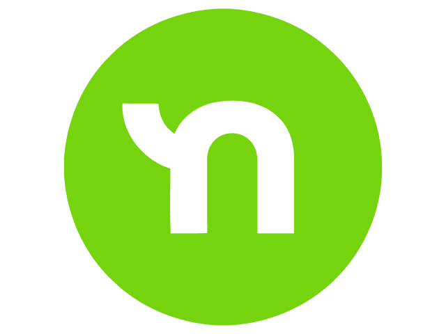 White lowercase “n” logo on a bright green circle.