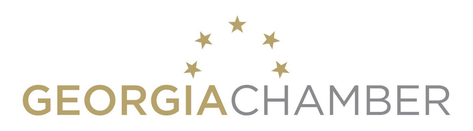 Georgia Chamber logo with gold stars above gray and gold text on a white background