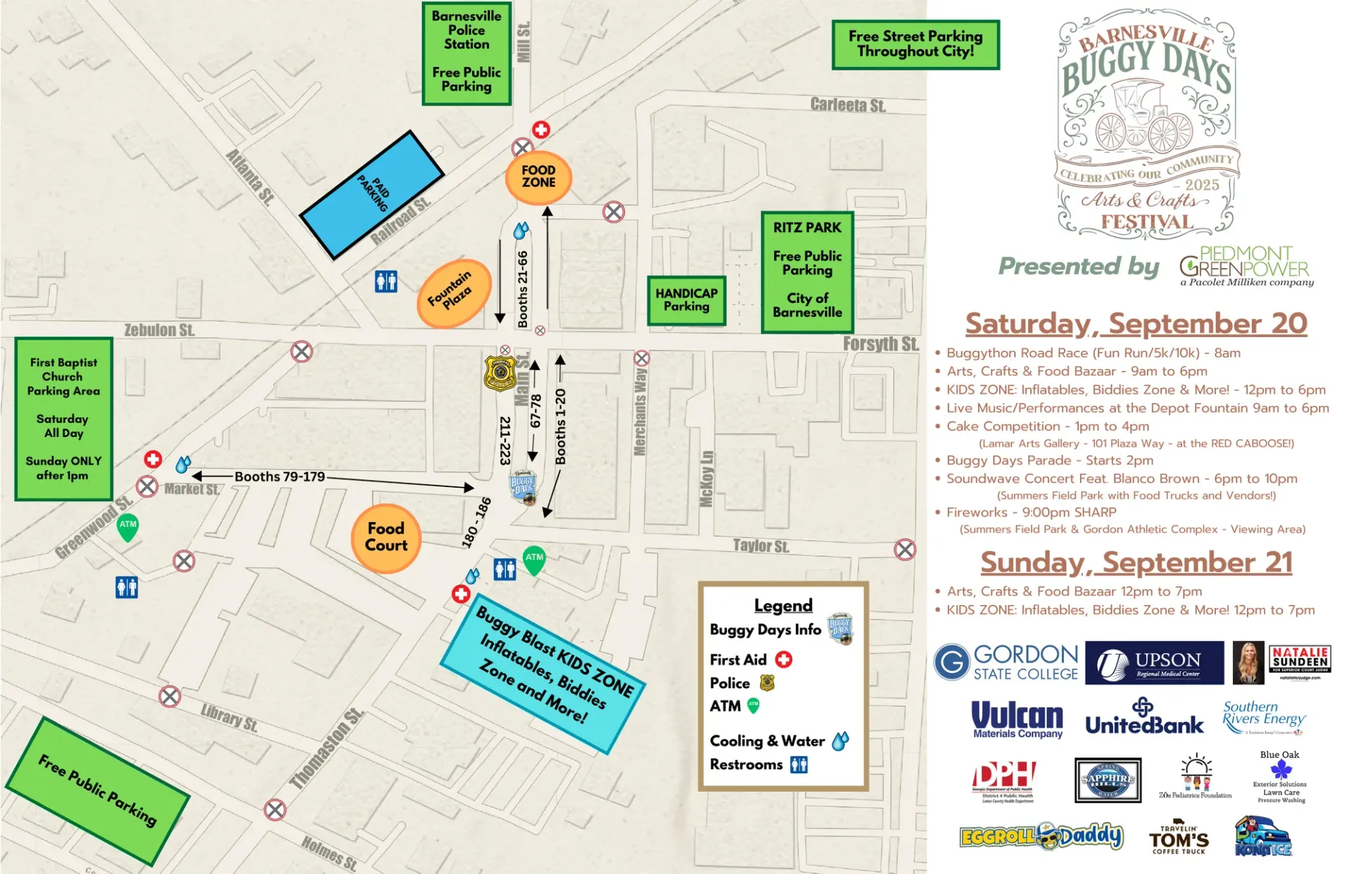 Map of event route with colored stops and legend, alongside Big Dig Days event details and sponsor logos.