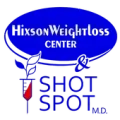 The logo for the hixson weight loss center and shot spot m.d.