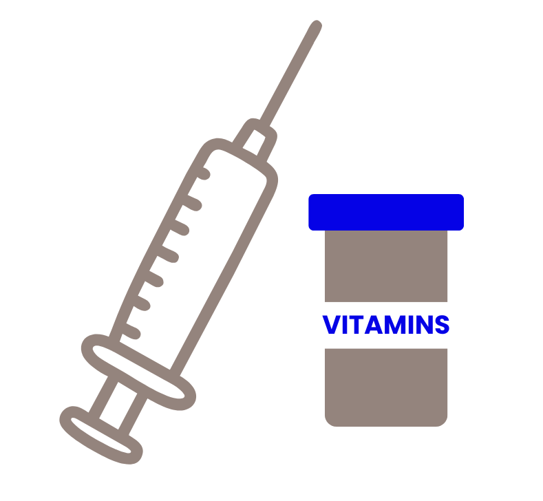 An icon of a syringe and a bottle of vitamins.