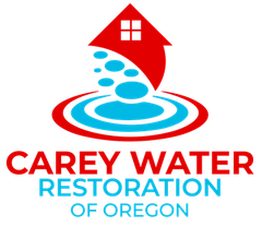 Carey Water Restoration of Oregon logo with red house and blue water splash