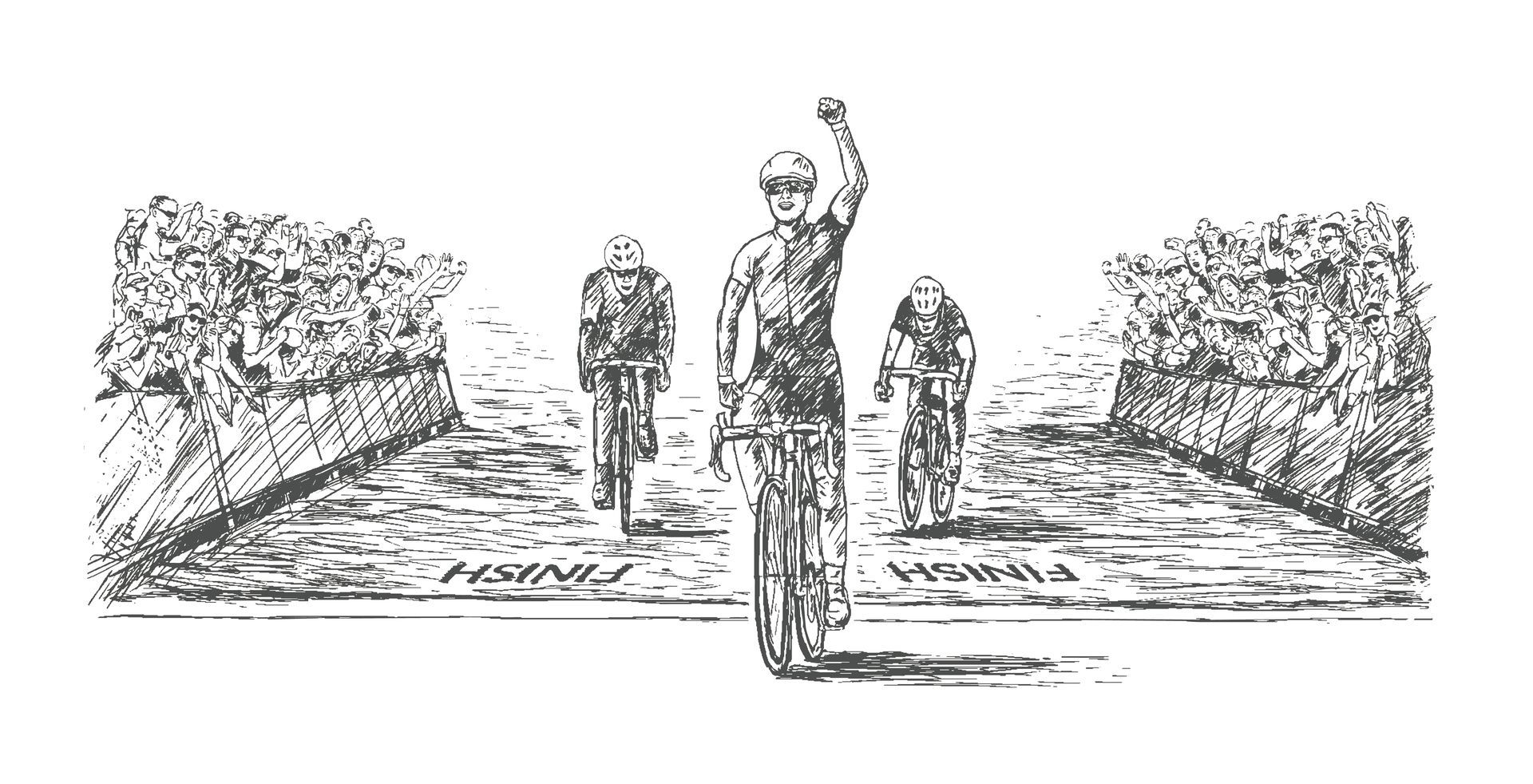 Ziellinie Radfahrer Radrennen Gewinner