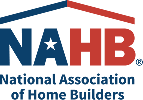 NAHB logo with blue and red house roof and text “National Association of Home Builders”