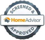 HomeAdvisor logo in a blue-gray “Screened & Approved” seal