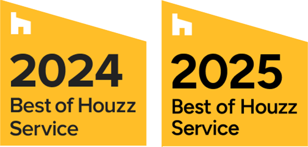 2024 and 2025 Best of Houzz Service badges on yellow backgrounds