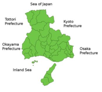 Map of Hyogo, Japan