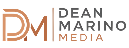 Logo for Dean Marino Media featuring a stylized copper-colored 