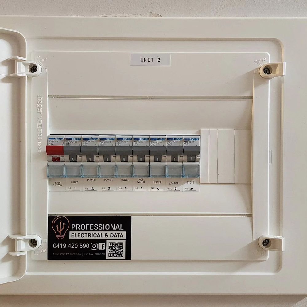 A White Box With a Label That Says Professional Electric Call & Data — Professional Electrical & Data Pty Ltd in Bonner, ACT