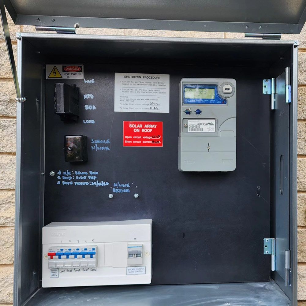 A Black Box With a Solar Energy Sign on It — Professional Electrical & Data Pty Ltd in Bonner, ACT