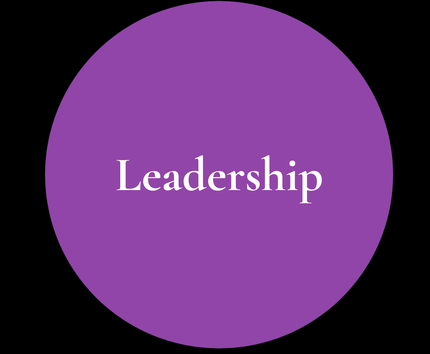 Un cercle violet avec le mot leadership dessus