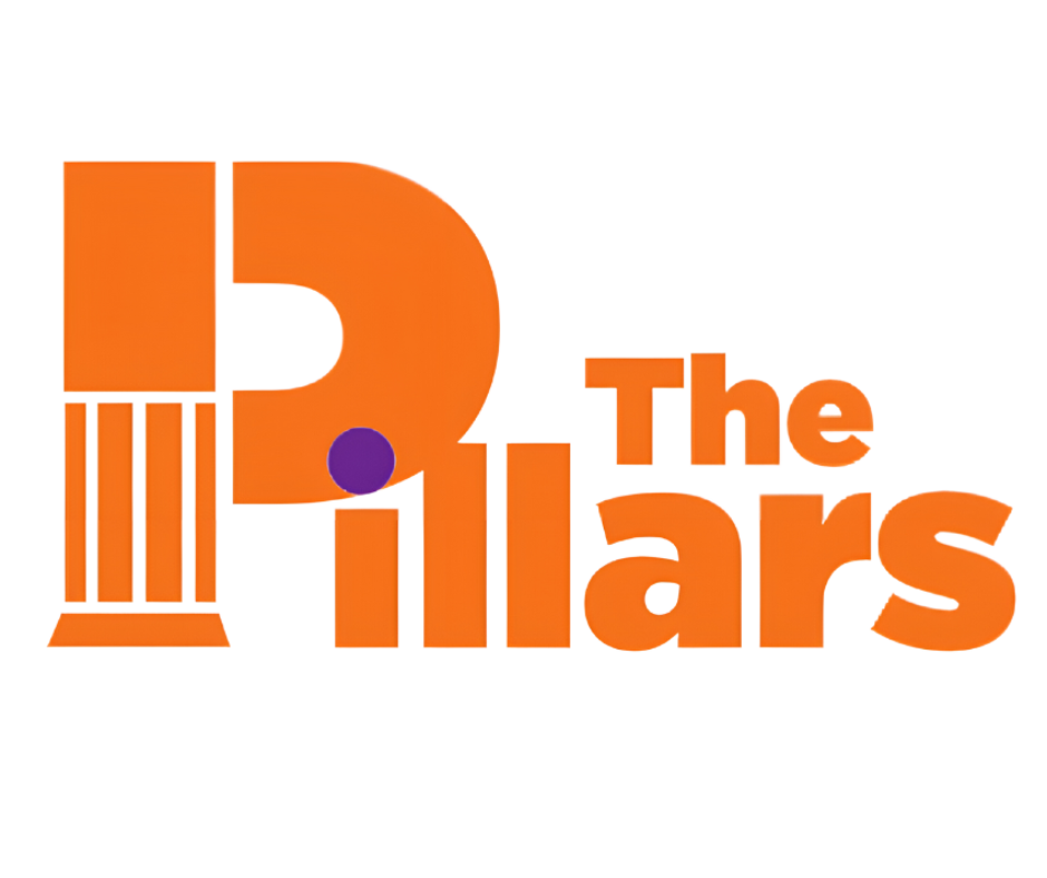 Un logo orange et violet pour The Pillars