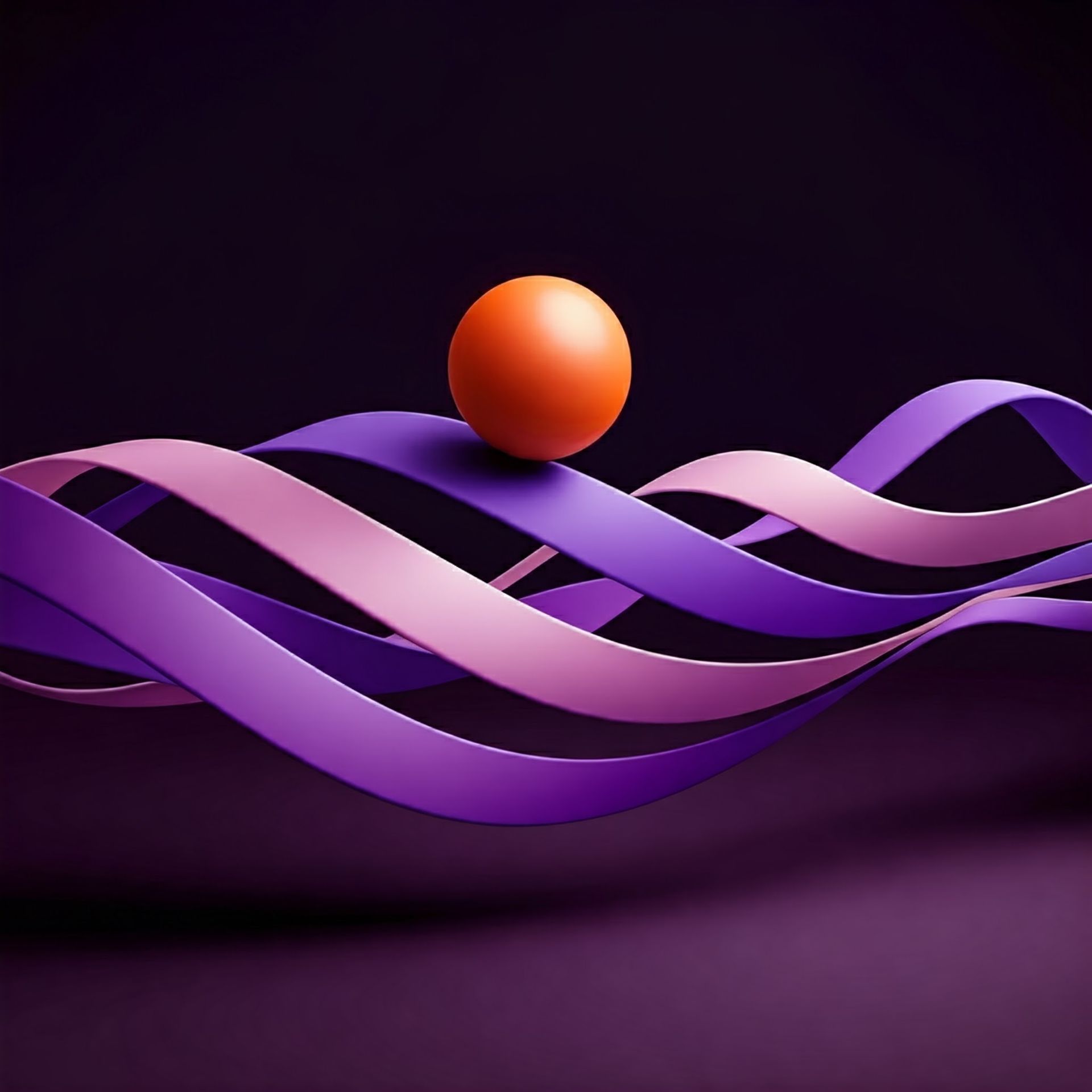A purple ribbon with an orange ball on top of it